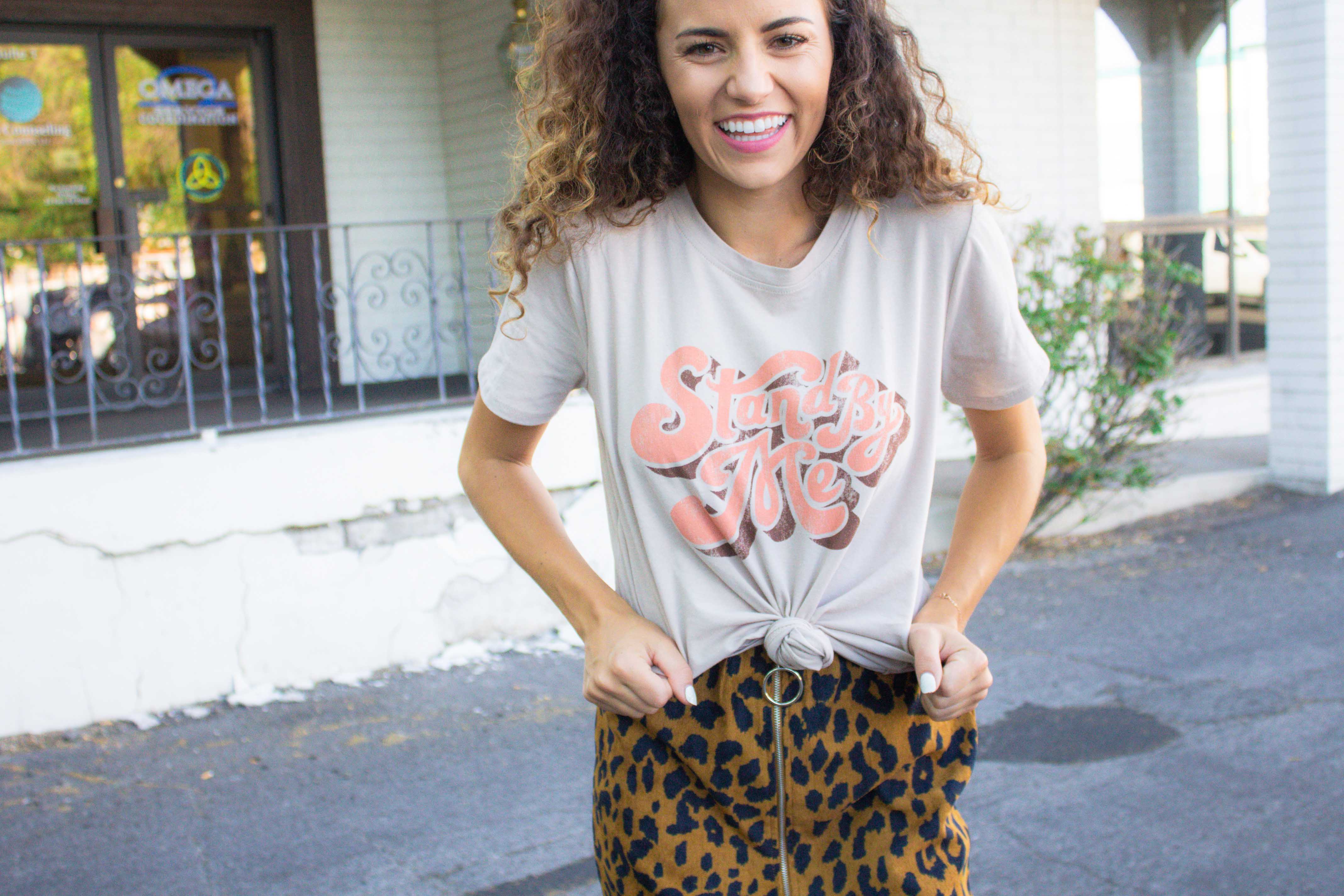 Real Deals Graphic Tee Leopard Skirt